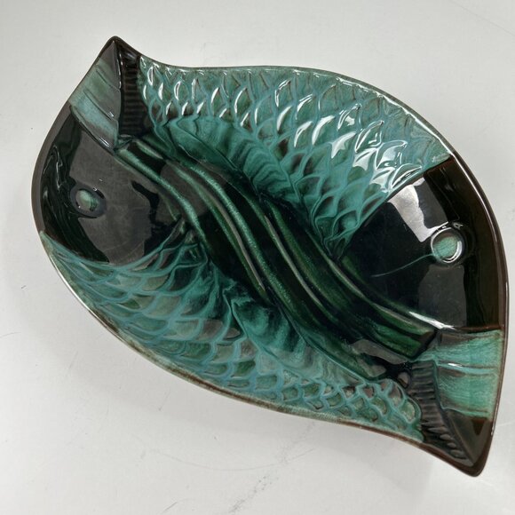 Large Fish Platter - Blue Mountain Pottery -BMP Canada MCM Blue Green Black 13” - Picture 2 of 6